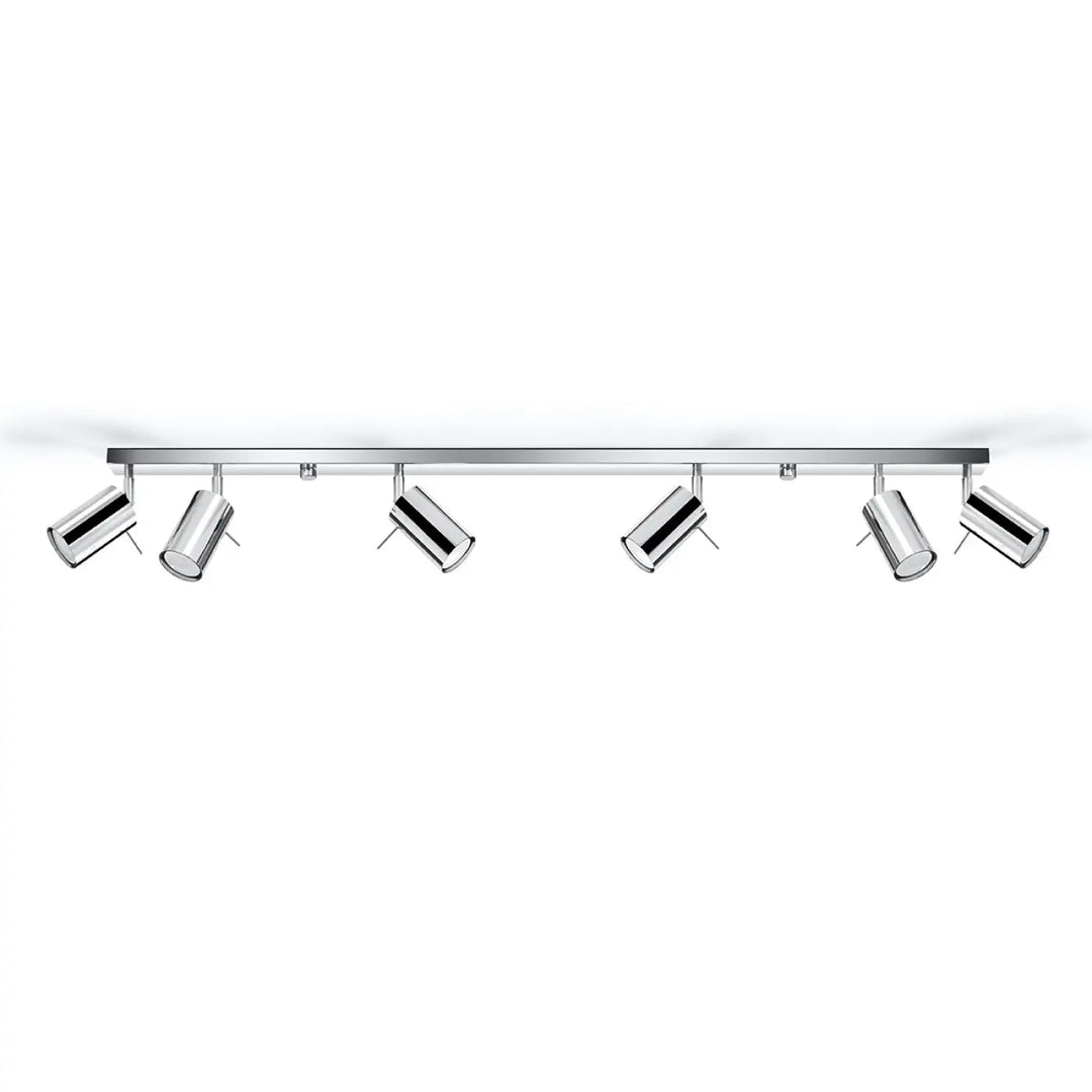 Plafonnier suspendu ring 6l chrome avec six bras réglables pour créer une atmosphère intérieure moderne