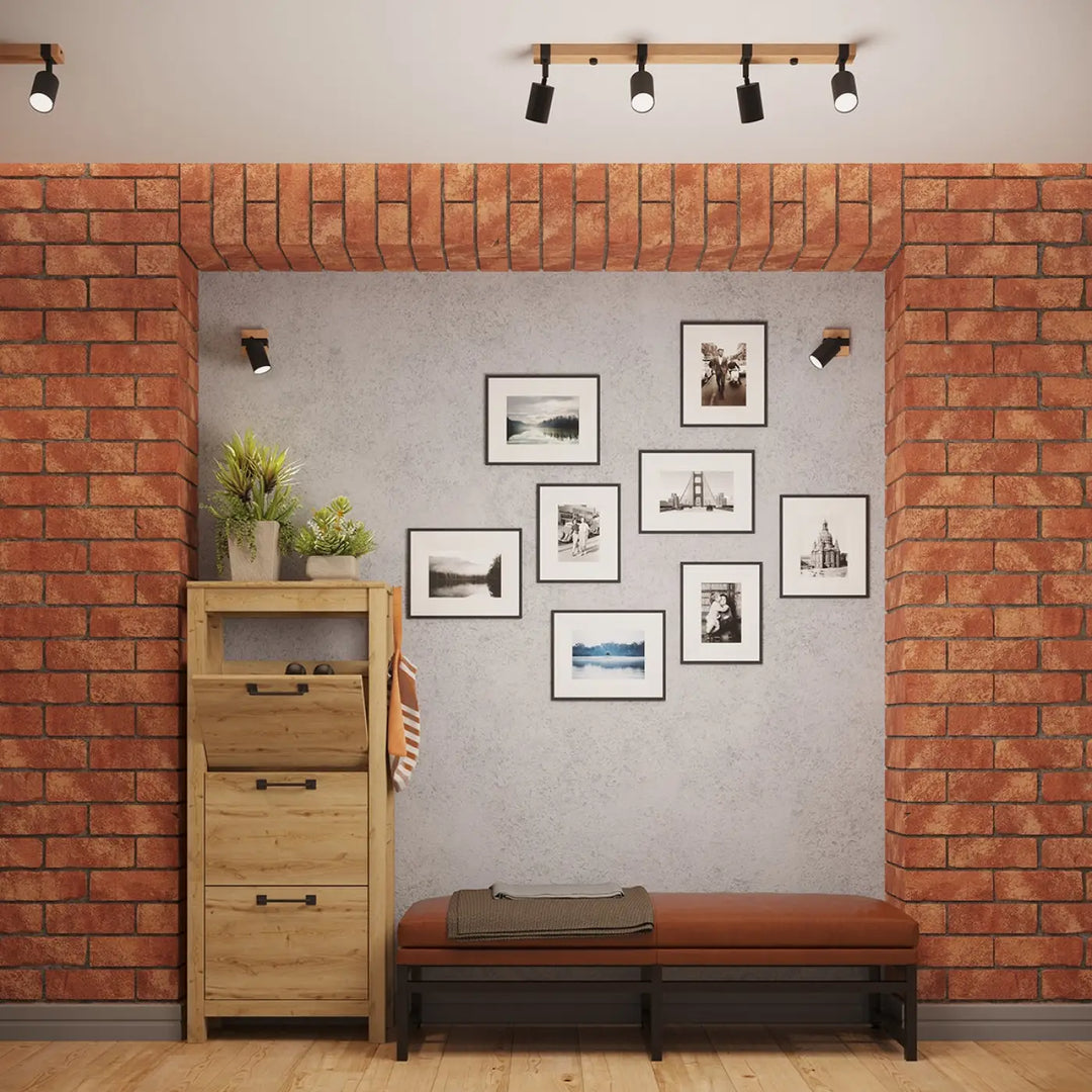 Luminaire plafonnier fager 3 noir avec boîtier moderne et abat-jours orientables en bois rustique et poignées métal noir