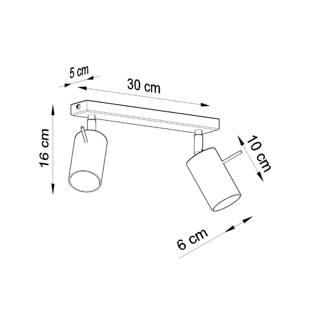 Luminaire plafonnier ring 2 gris avec deux têtes cylindriques métalique que vous pouvez installer facilement