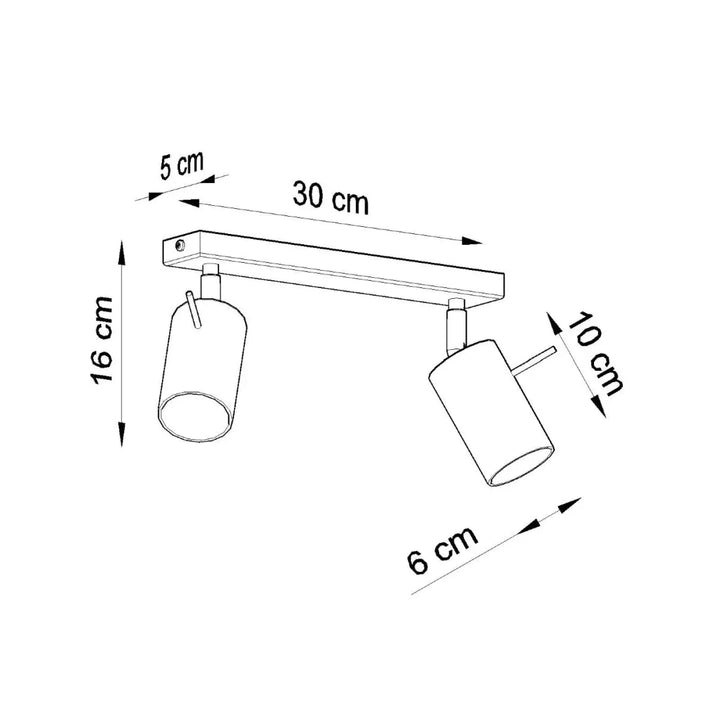 Luminaire plafonnier ring 2 gris avec deux têtes cylindriques métalique que vous pouvez installer facilement