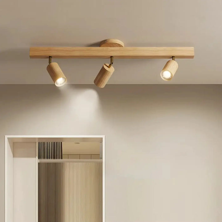 Luminaire plafonnier spots orientables en bois scandinave noir blanc