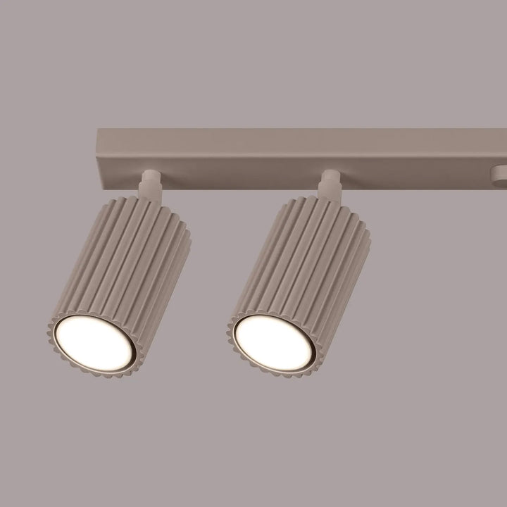 Plafonnier karbon allie 6 lampes taupe avec ampoules gu10 interchangeables et design minimaliste moderne beige