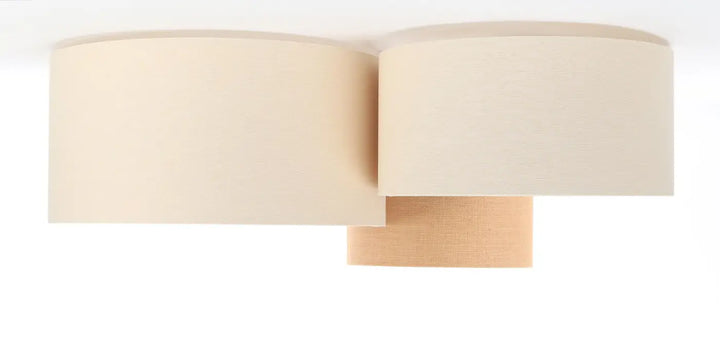 Luminaire plafonnier trio boho crème caramel avec abat-jour en tissu crème naturel au design moderne minimaliste