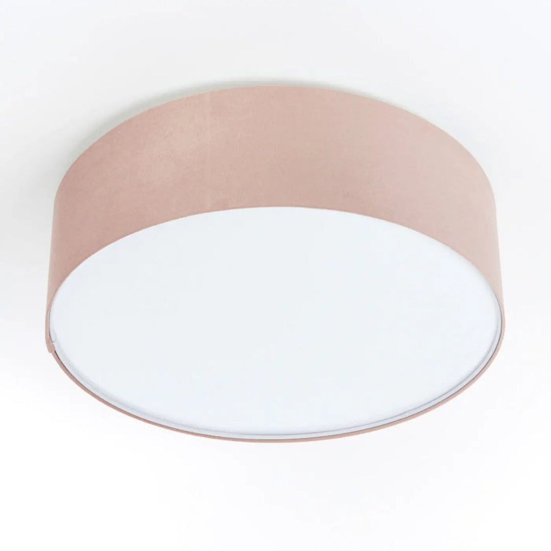 Luminaire plafonnier jasmin avec design cylindrique en métal rose gold et diffuseur blanc lisse