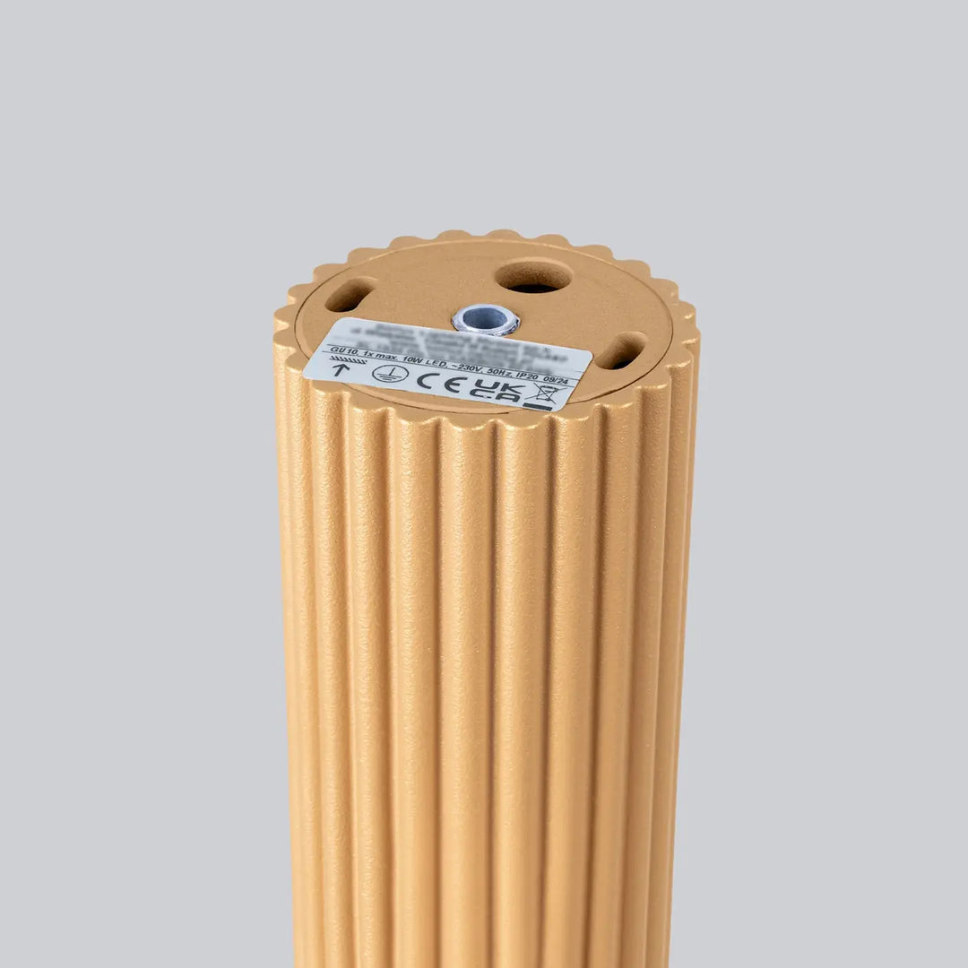 Base de lampe cylindrique plafoonnier karbon or avec surface texturée et trous de montage pour ampoules gu10 interchangeables