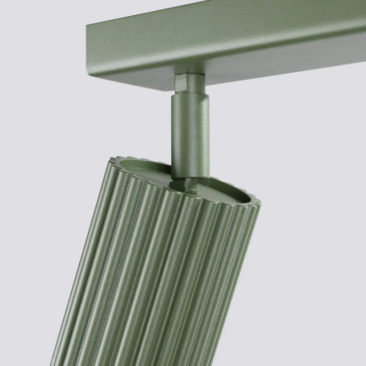 Luminaire plafonnier karbon 6l vert olive en métal mat avec rainures verticales design minimaliste et ampoules gu10 interchangeables