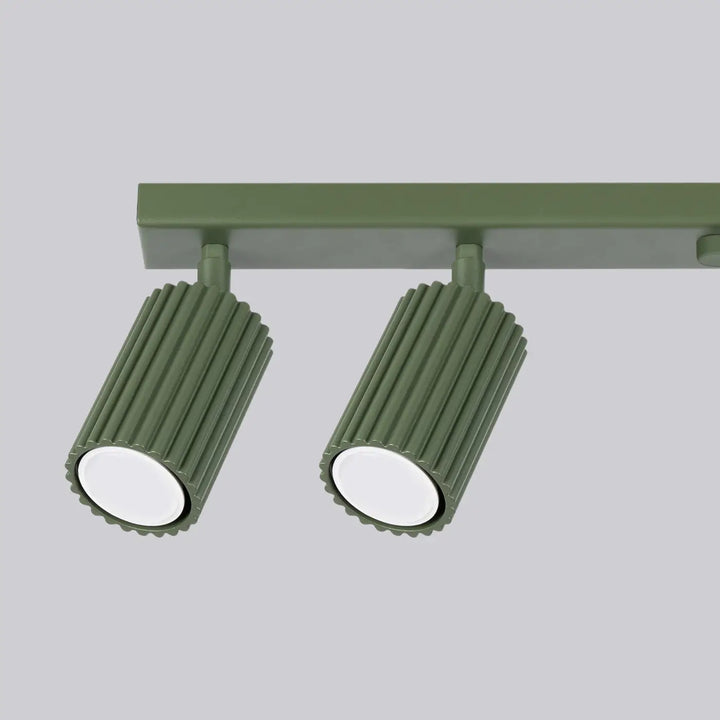 Plafonnier karbon allie en olive vert avec ampoules gu10 interchangeables et design minimaliste en aluminium côtelé