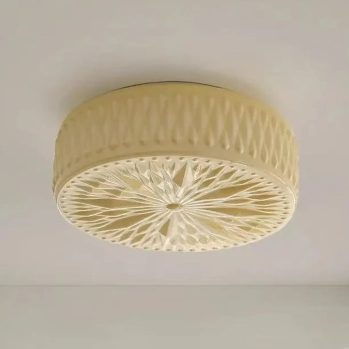 Plafonnier vintage crème solyra en tissu tressé avec motifs géométriques pour un éclairage décoratif élégant