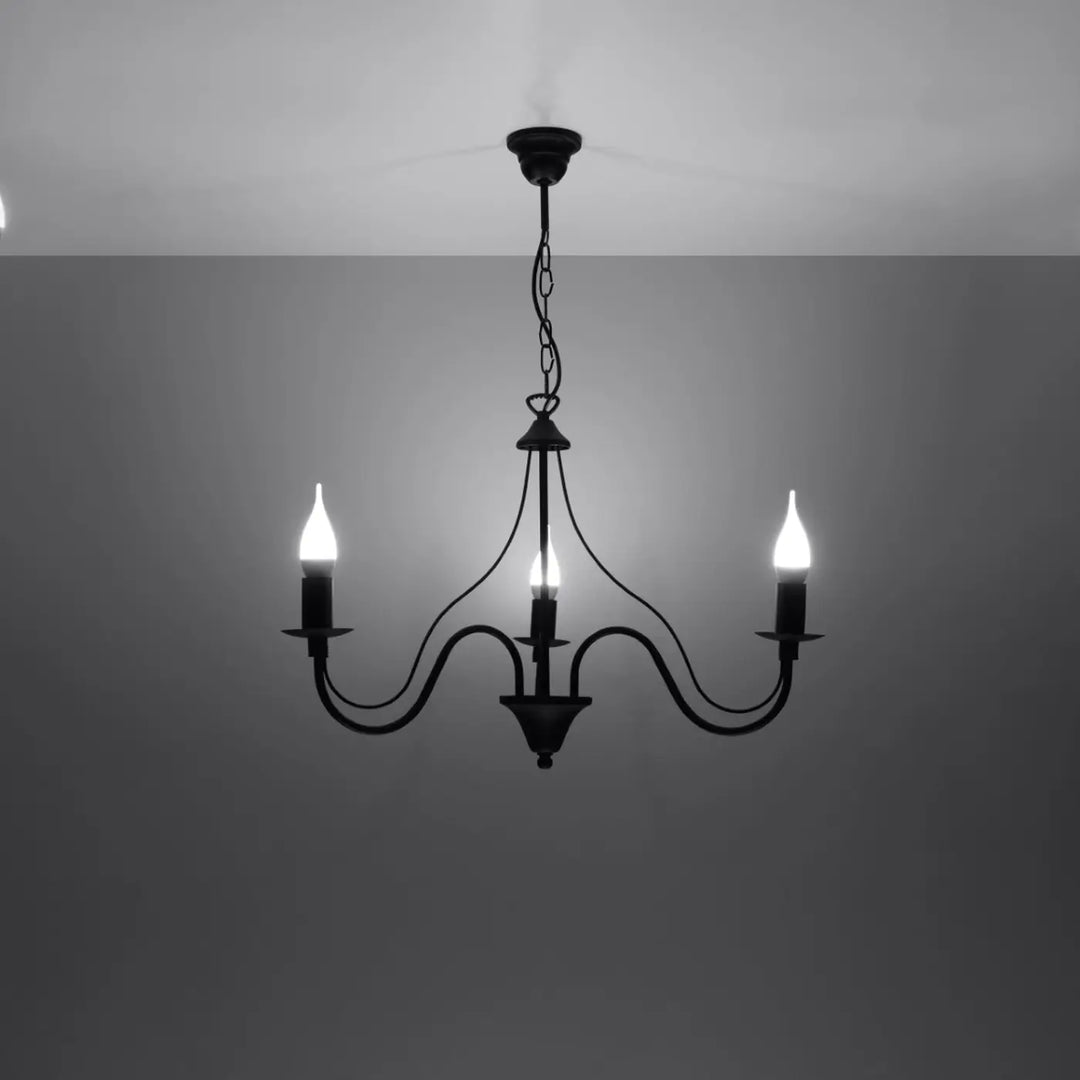 Lustre noir allumé