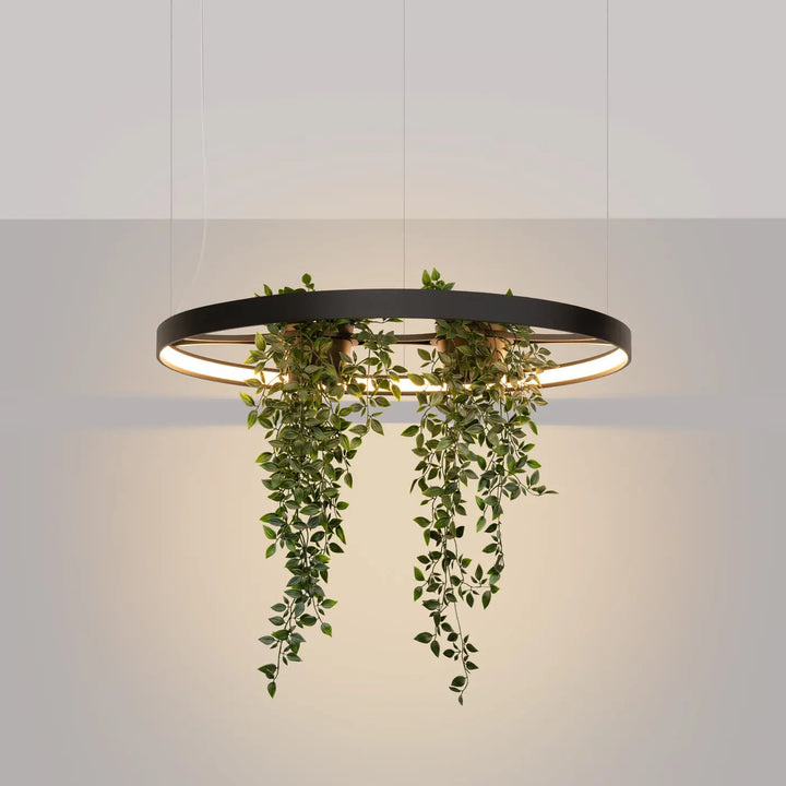 Lustre RIO BIO noir allumée, suspendu