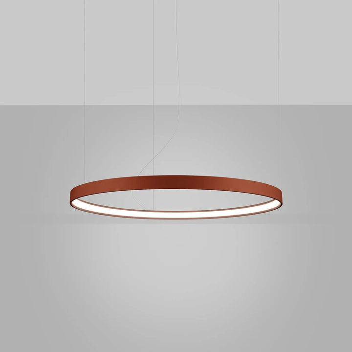 Lustre anneau RIO ocre rouge allumée, suspendu