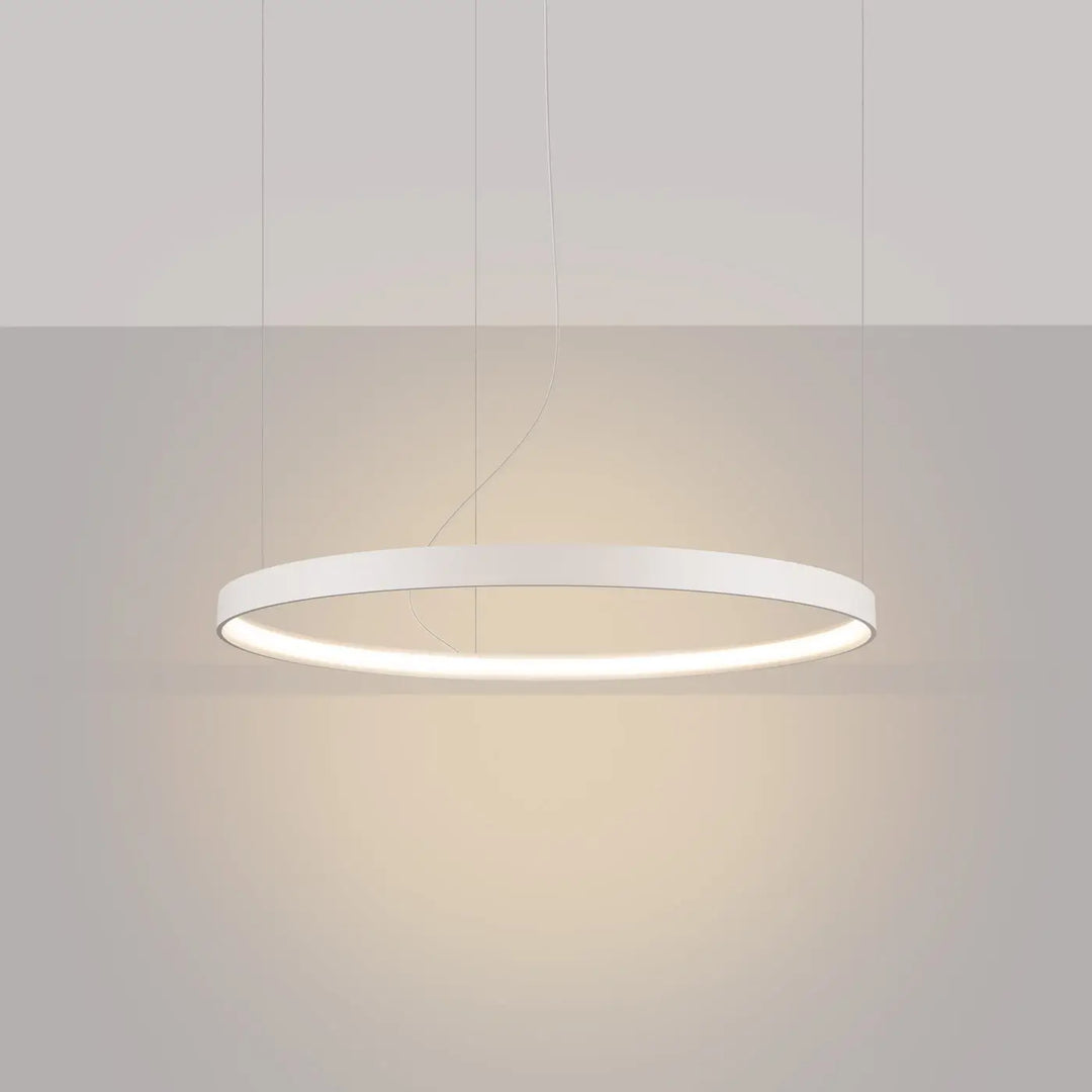 Lustre anneau RIO beige allumée, suspendu