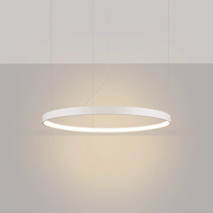 Lustre anneau RIO beige allumée, suspendu
