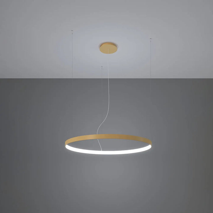 Lustre anneau RIO doré allumée, suspendu
