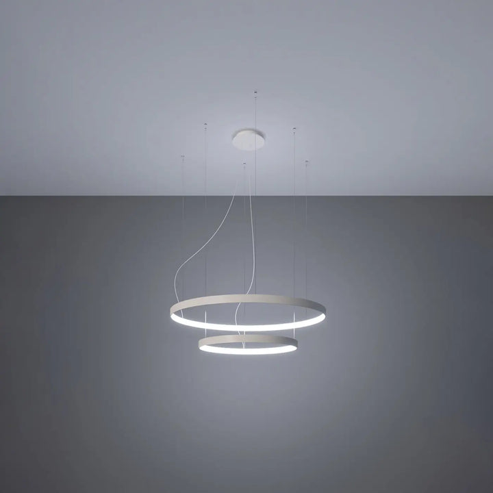 Lustre anneau RIO blanc allumée, suspendu