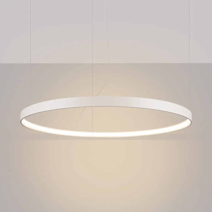 Lustre anneau RIO beige allumée, suspendu