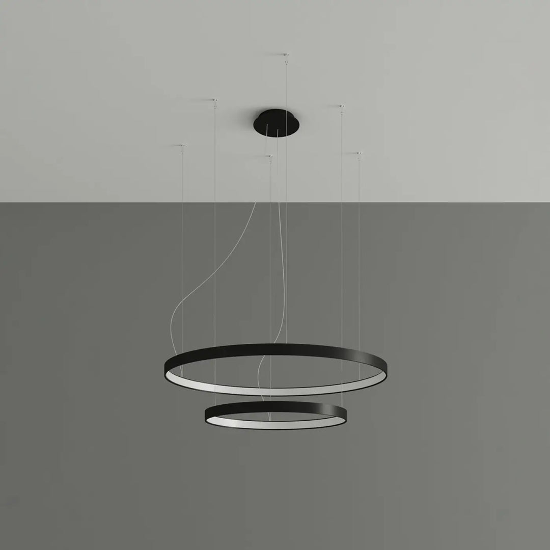 Lustre anneau RIO noir éteinte, suspendu