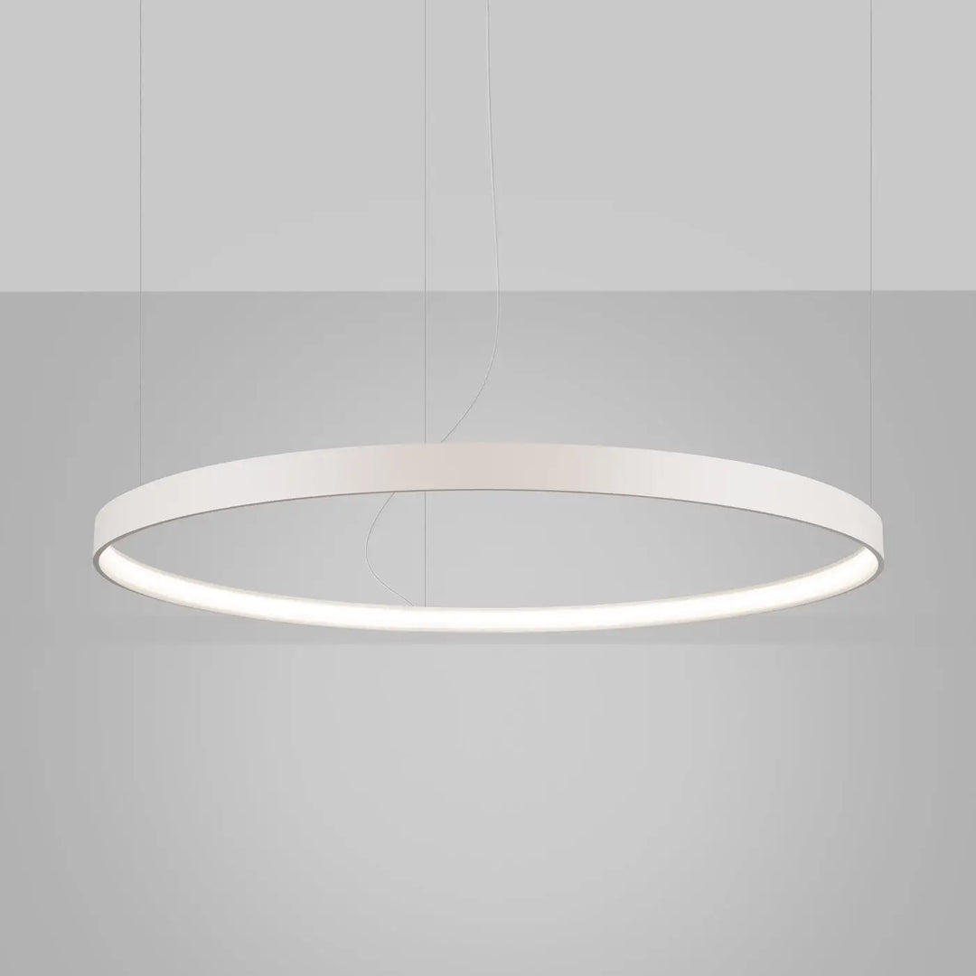 Lustre anneau RIO beige allumée, suspendu