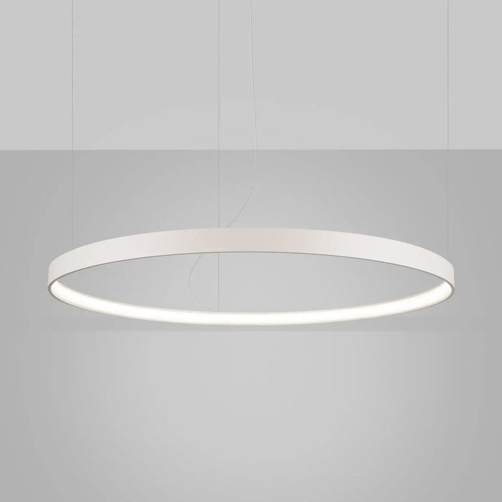 Lustre anneau RIO beige allumée, suspendu