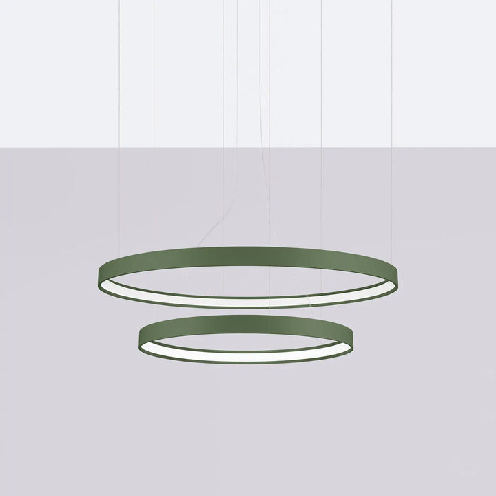 Lustre anneau RIO vert olive éteinte, suspendu