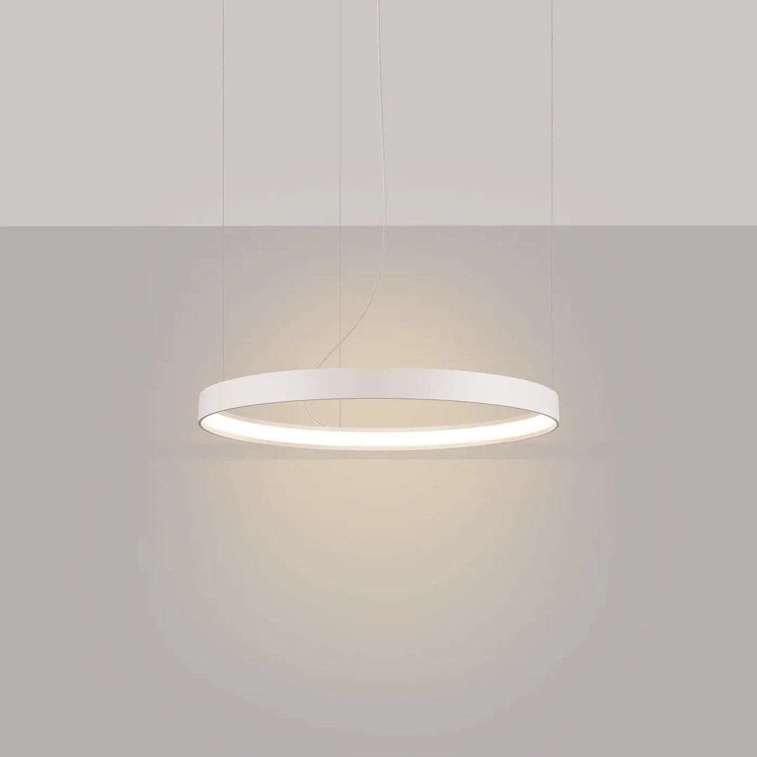 Lustre anneau RIO beige allumée, suspendu