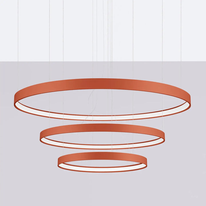 Lustre anneau RIO ocre rouge éteinte, suspendu
