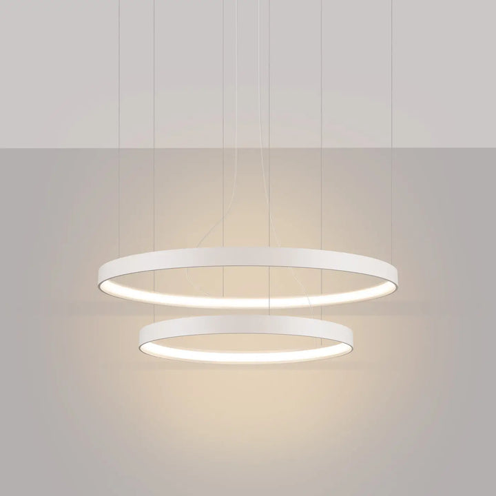 Lustre anneau RIO beige allumée, suspendu