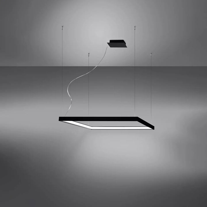 Lustre carré NELYA noir allumée