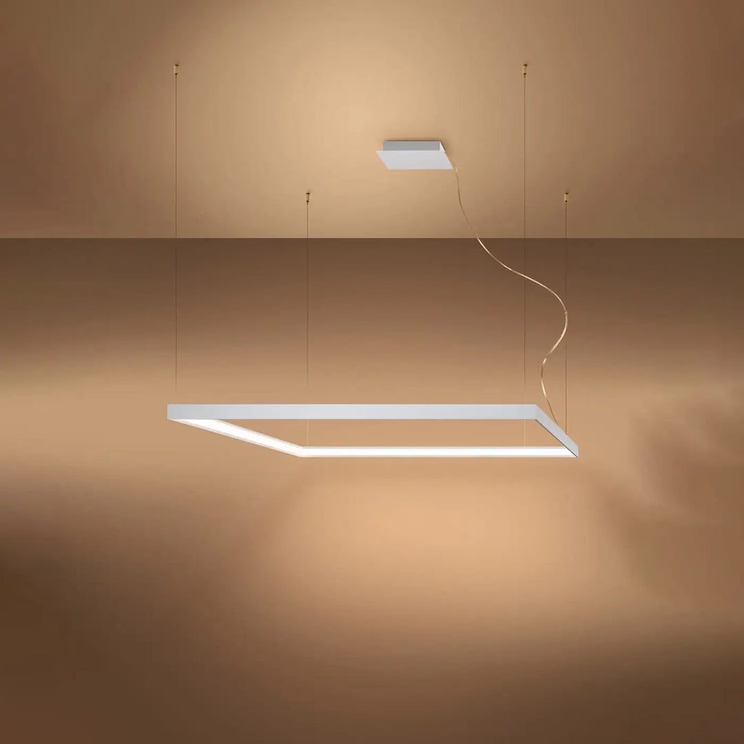 Lustre carré NELYA blanc allumée