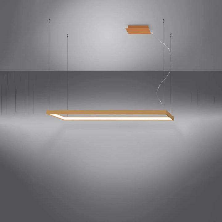Lustre rectangulaire TUULA doré allumée