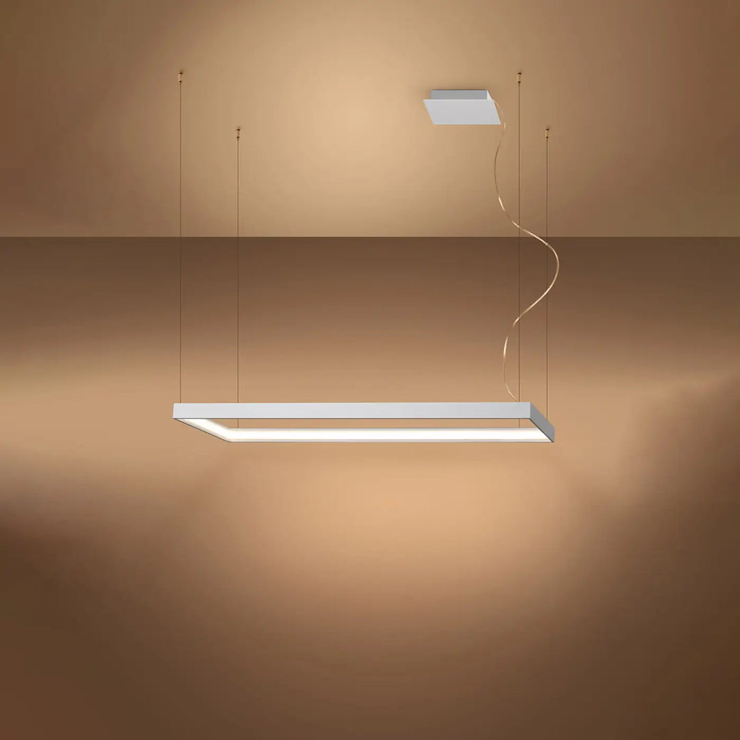 Lustre rectangulaire TUULA blanc allumée