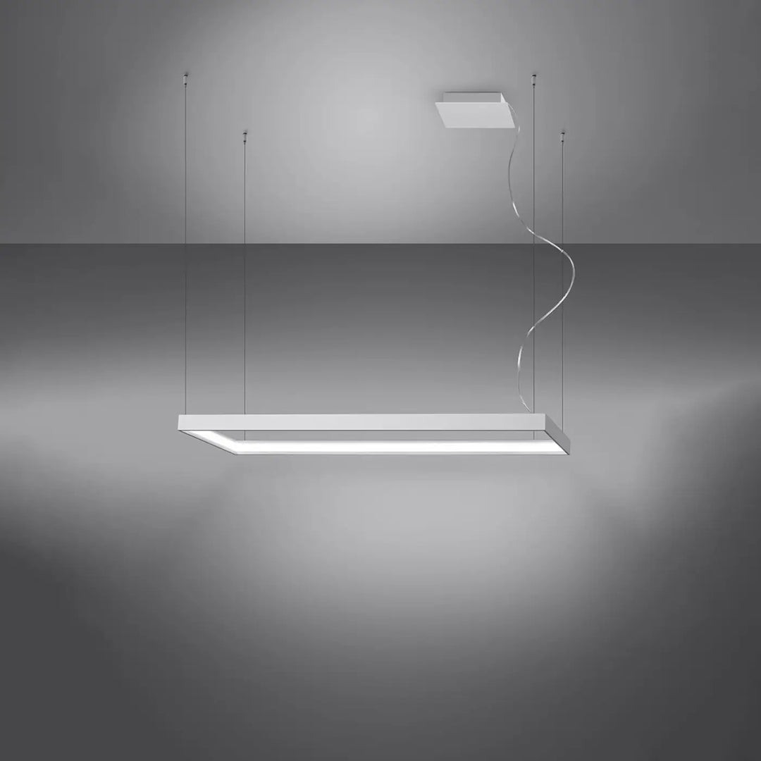 Lustre rectangulaire TUULA blanc allumée
