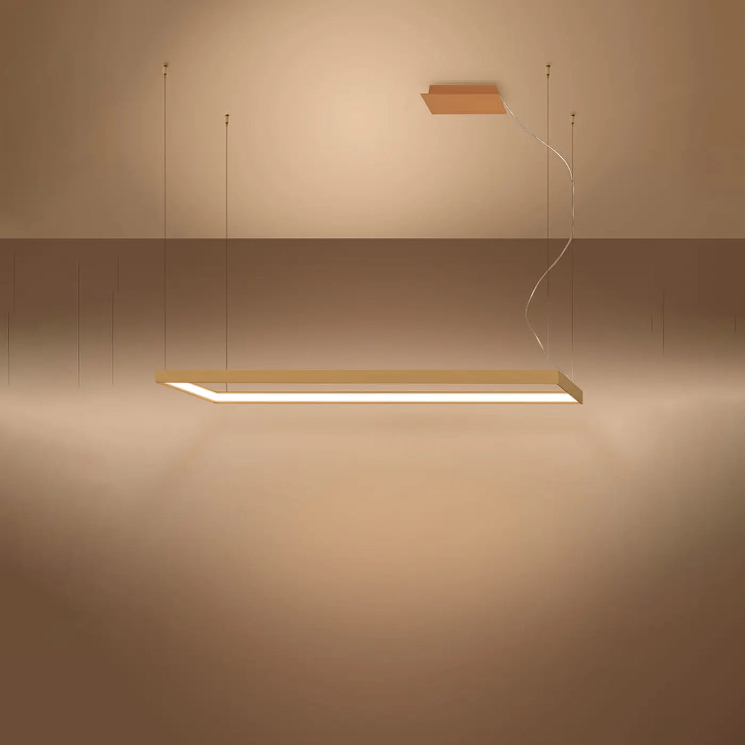 Lustre rectangulaire TUULA doré allumée