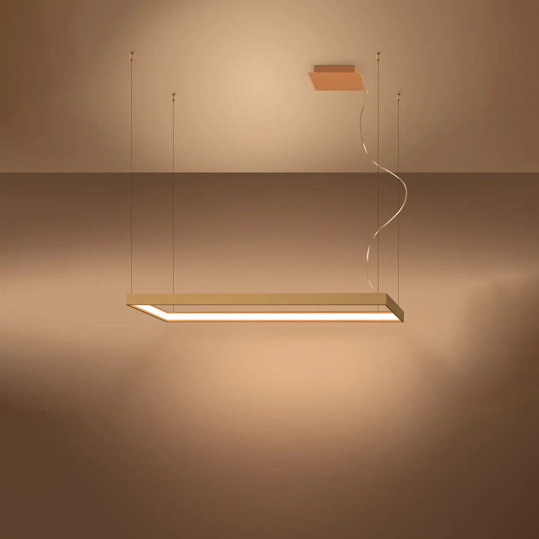 Lustre rectangulaire TUULA doré allumée