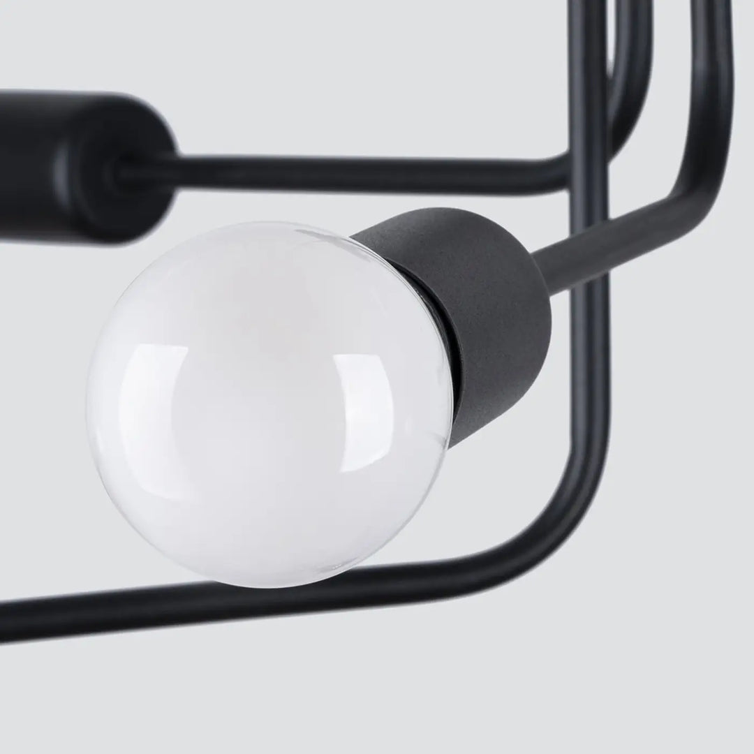 Lustre noir, douilles vues de près