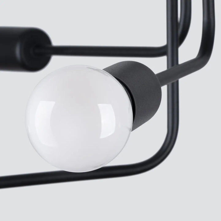 Lustre noir, douilles vues de près