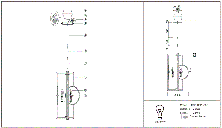 Schéma d'installation du luminaire