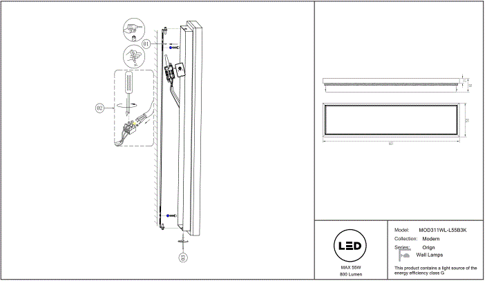 Schéma d'installation du luminaire