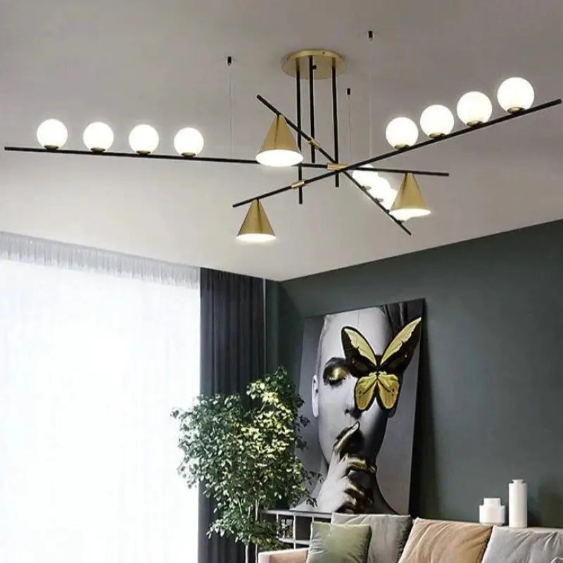 Moderne Suspension Luminaire à Boules et Cônes