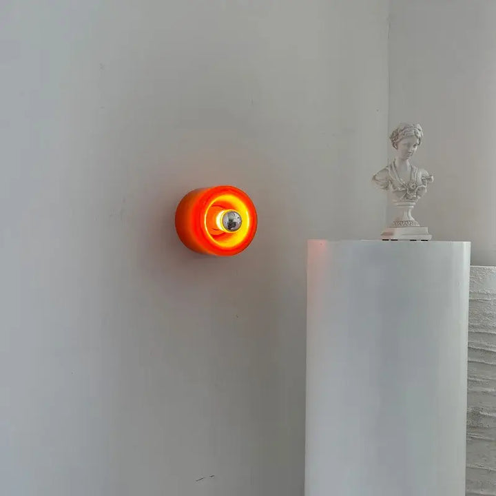Petite Applique Murale Orange Circulaire En Verre Moderne
