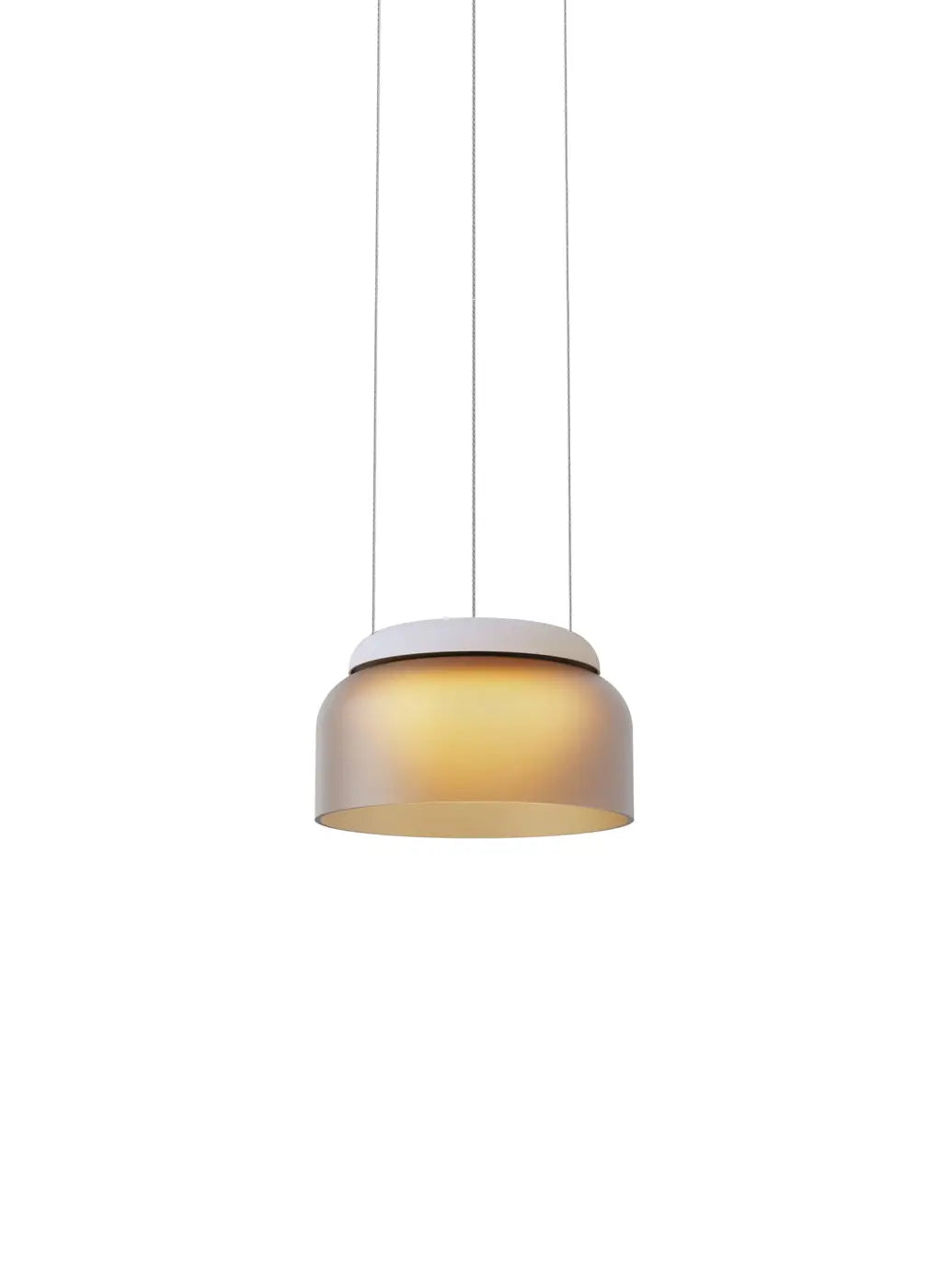 Suspension Totem Mini Pablo Designs en verre soufflé ambré, éclairage vers le bas