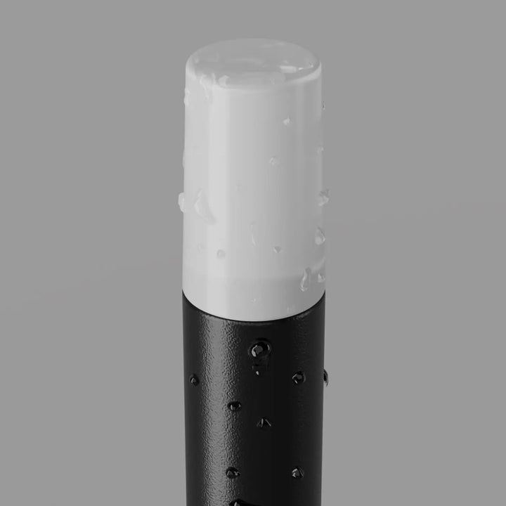 Luminaire extérieur piquet extérieur led noir et blanc avec base texturée et surface lisse led extérieur avec gouttes d’eau