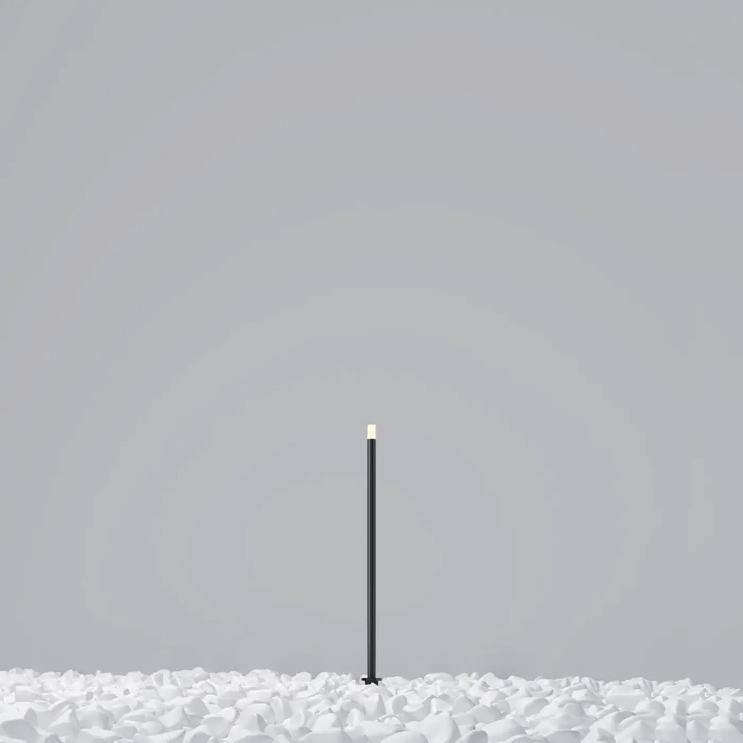 Luminaire extérieur piquet cylindrique noir avec tête led blanc chaud pour éclairage piquet extérieur led moderne