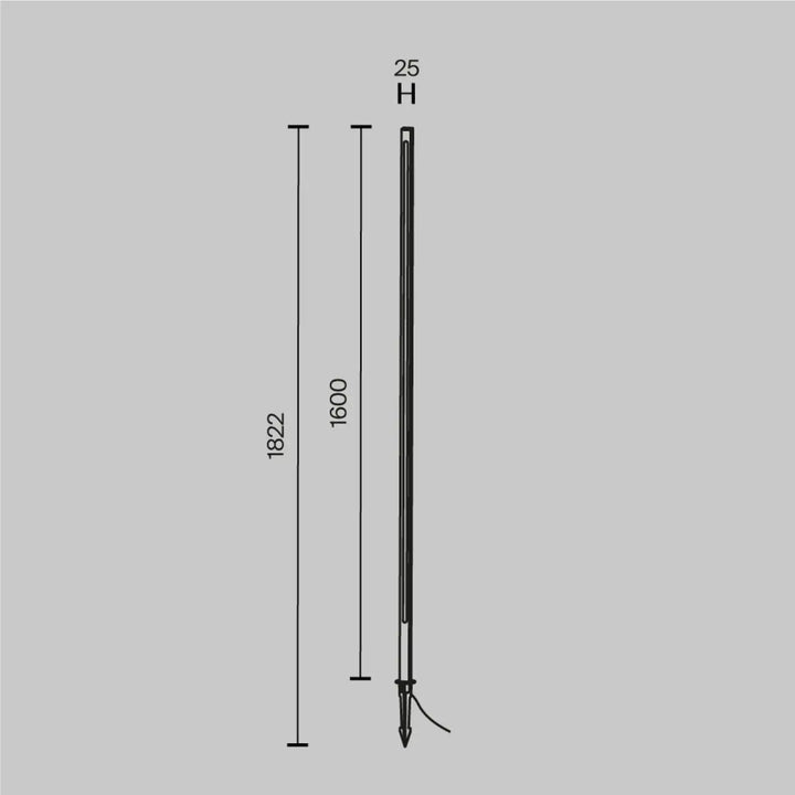 Poteau lumineux en métal noir avec pointe effilée et fil blanc chaud pour luminaire extérieur trois hauteurs