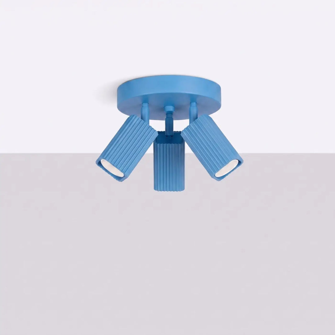Plafonnier Rayo bleu azur à 3 spots orientables, éteint