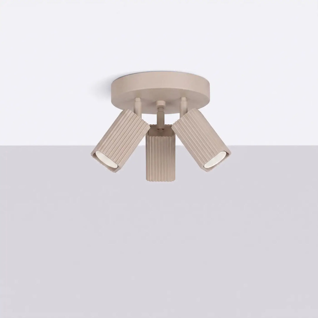 Plafonnier Rayo taupe à 3 spots orientables, éteint