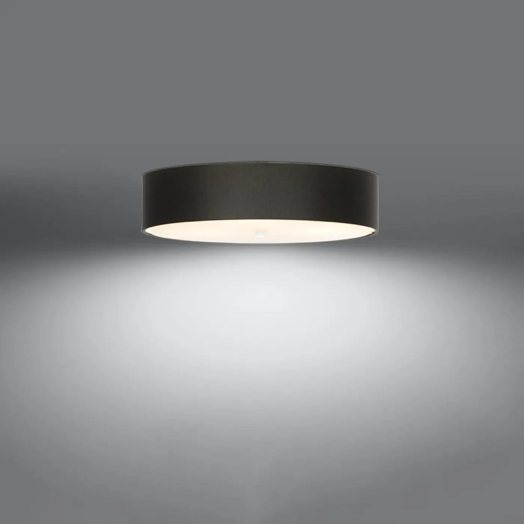 Luminaire plafonnier noir allumé