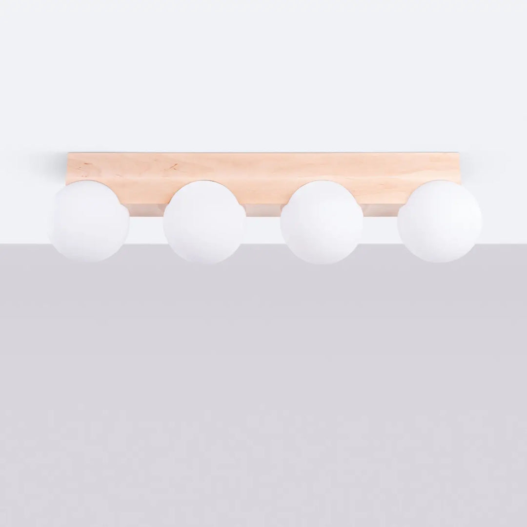 Plafonnier blanc/bois naturel éteint