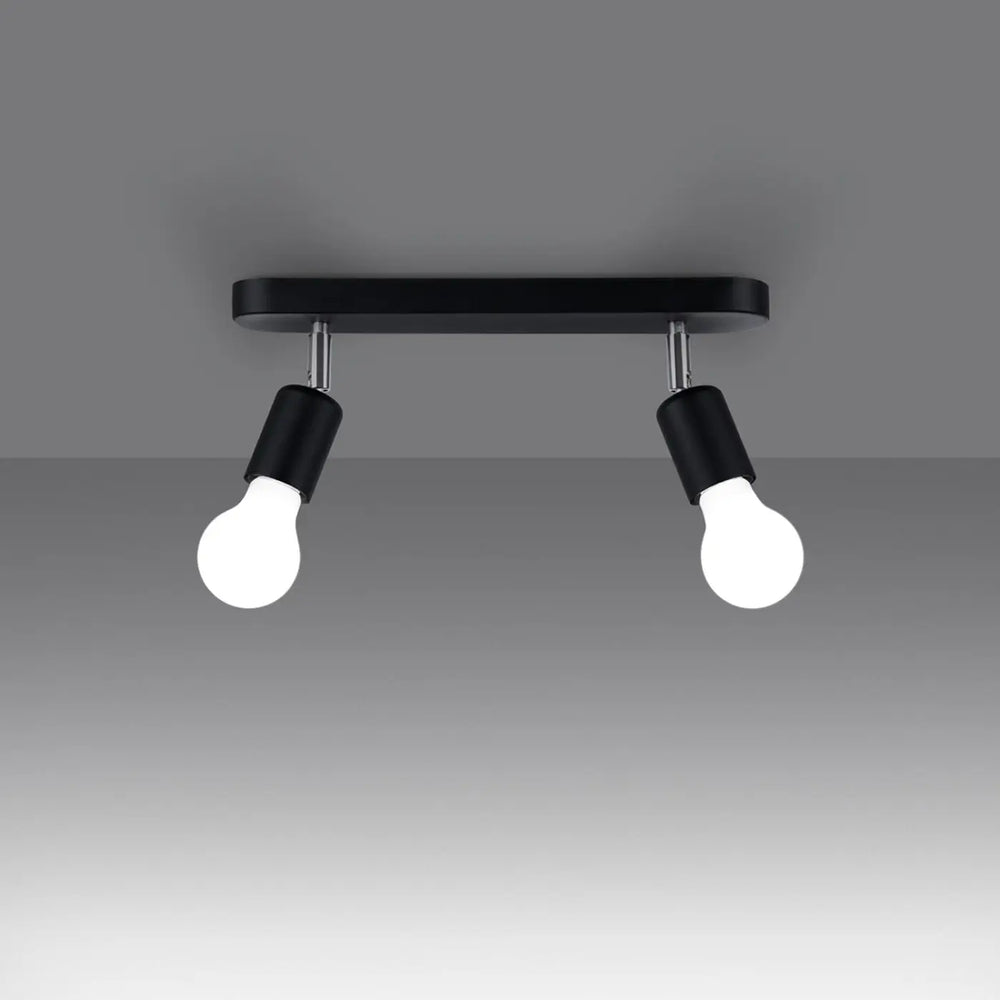 Plafonnier noir allumé