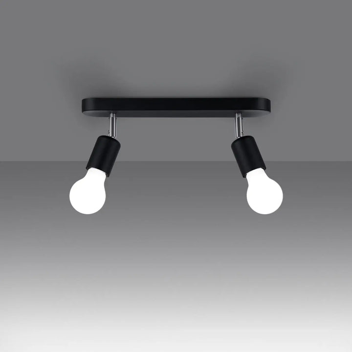 Plafonnier noir allumé